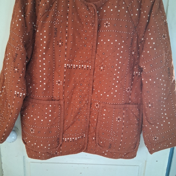 Madewell Women's Cotton Rust Colored Quilted Bandana Jacket "as is" (No Belt) - Picture 5 of 16